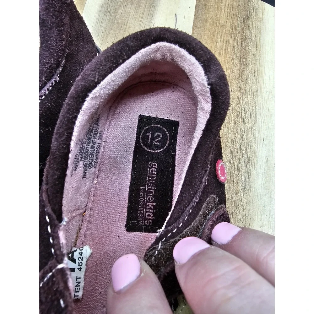 Genuine Kids By Oshkosh Mary Janes Brown Suede With‎ Cute Flowers Kids Size 12